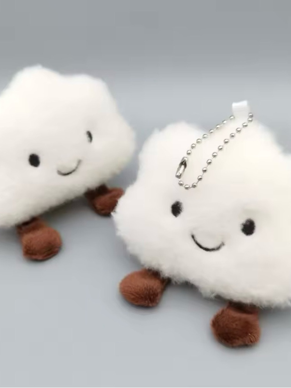 Plush Cloud Keychain - White with Brown Feet - Picture 3 of 3